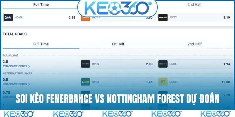 Soi kèo Fenerbahce vs Nottingham Forest và dự đoán kết quả